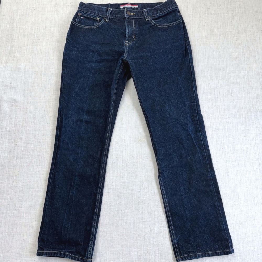 Tommy Hilfiger Mens Slim Fit Dark Wash Indigo Denim Jeans 34x30